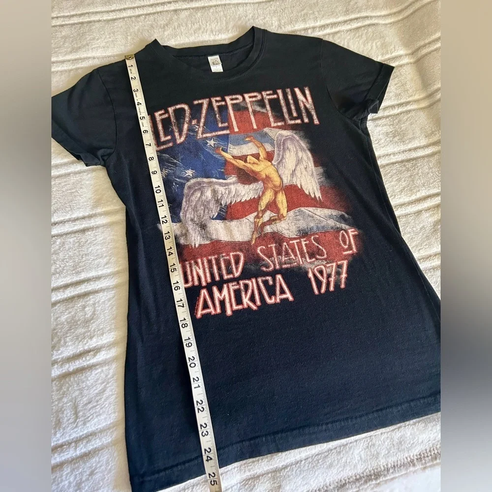Vintage Led Zeppelin United States of America 1977 Black T-Shirt Fine Jersey L​​ - Picture 4 of 10